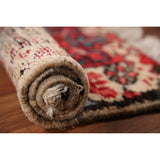 Vintage Geometric Gharajeh Persian Rug Handmade Oriental Wool Carpet - 1'8" x 2'6"
