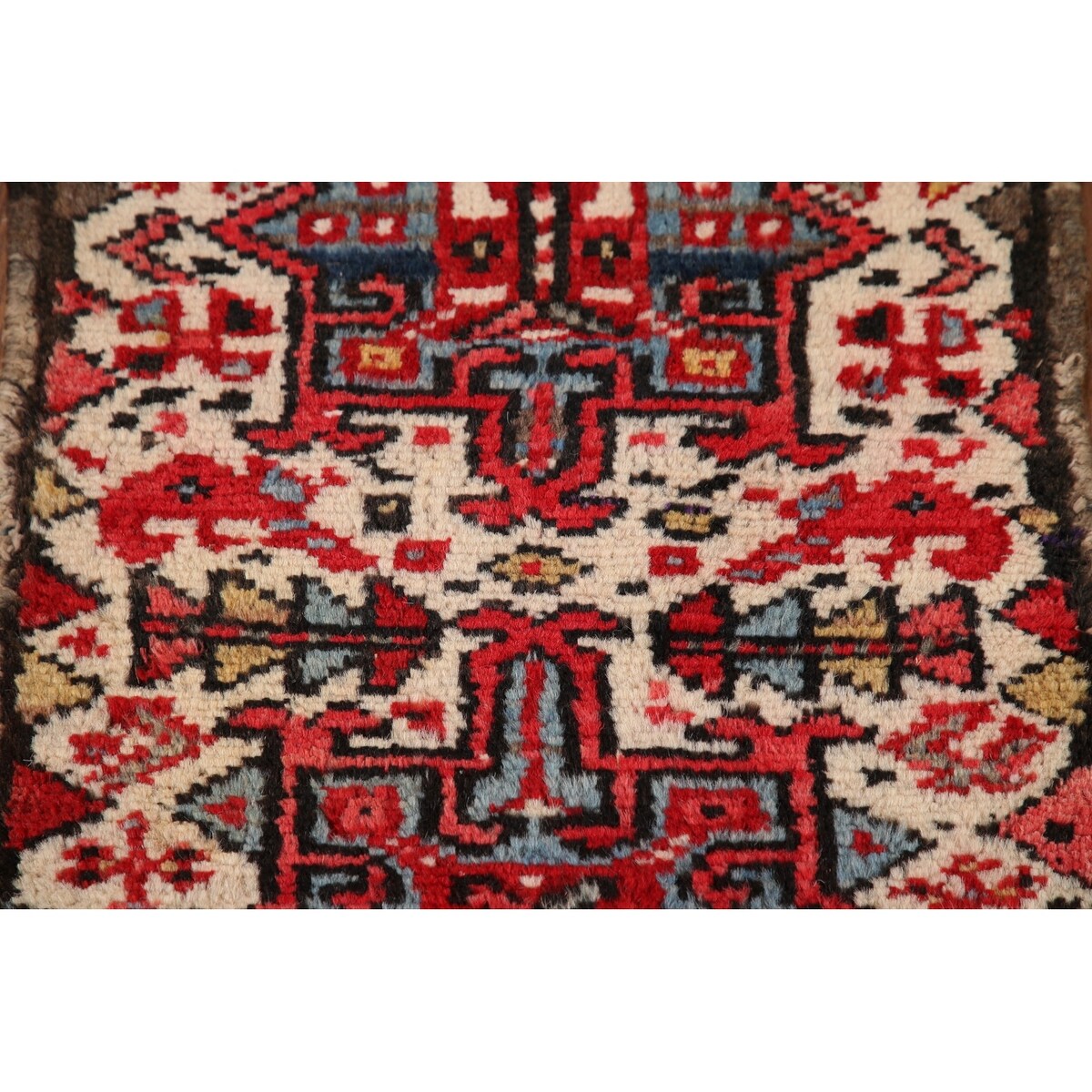 Vintage Geometric Gharajeh Persian Rug Handmade Oriental Wool Carpet - 1'8" x 2'6"