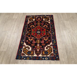 Vintage Geometric Hamedan Persian Area Rug Handmade Wool Carpet - 2'6" x 4'2"
