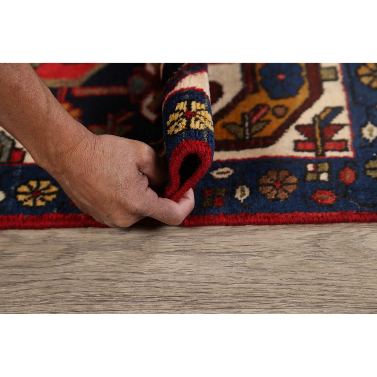 Vintage Geometric Hamedan Persian Area Rug Handmade Wool Carpet - 2'6" x 4'2"