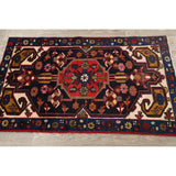 Vintage Geometric Hamedan Persian Area Rug Handmade Wool Carpet - 2'6" x 4'2"