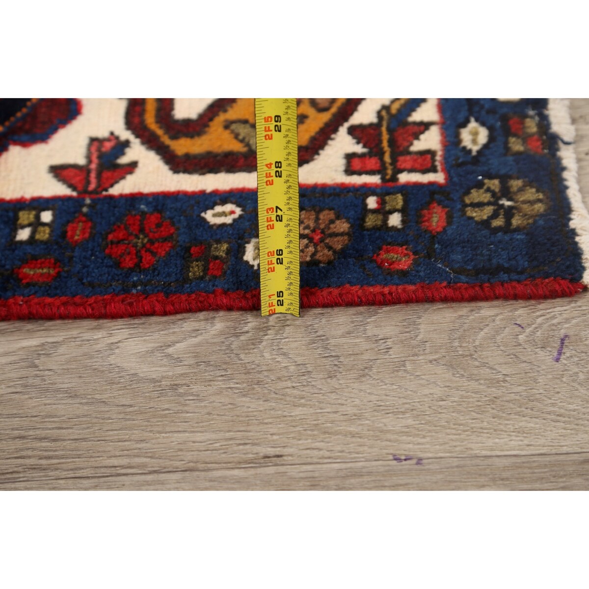 Vintage Geometric Hamedan Persian Area Rug Handmade Wool Carpet - 2'6" x 4'2"
