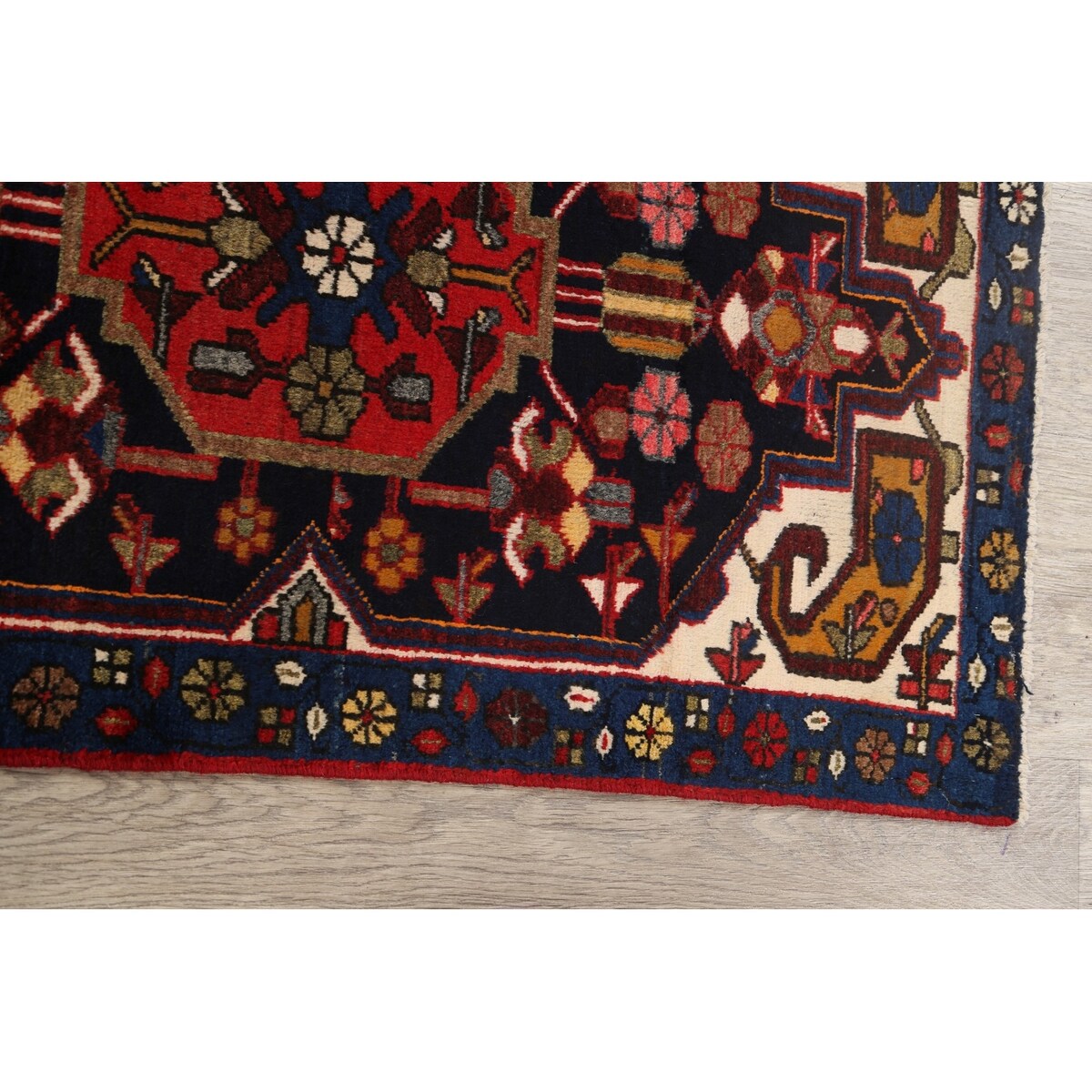 Vintage Geometric Hamedan Persian Area Rug Handmade Wool Carpet - 2'6" x 4'2"