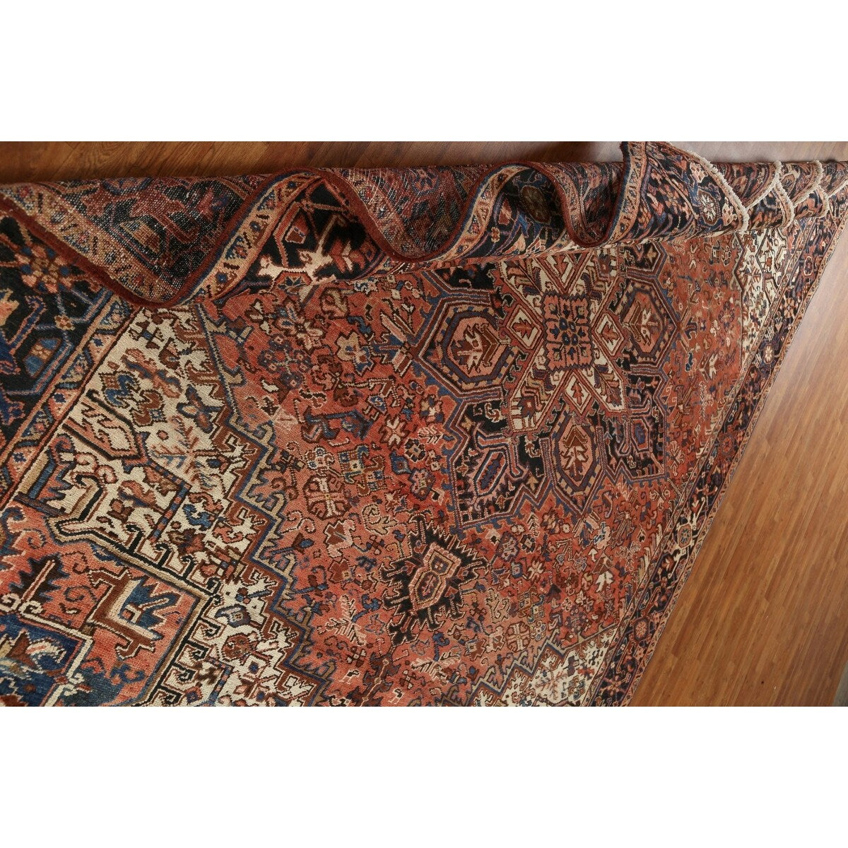 Vintage Geometric Heriz Persian Traditional Wool Area Rug Hand-knotted - 8'7" x 10'9"