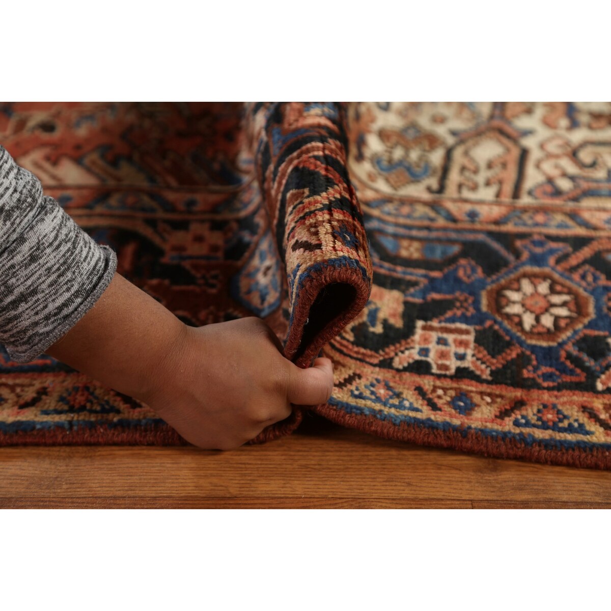 Vintage Geometric Heriz Persian Traditional Wool Area Rug Hand-knotted - 8'7" x 10'9"