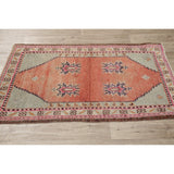 Vintage Geometric Oriental Anatolian Turkish Area Rug Hand-Knotted - 2'10" x 4'6"