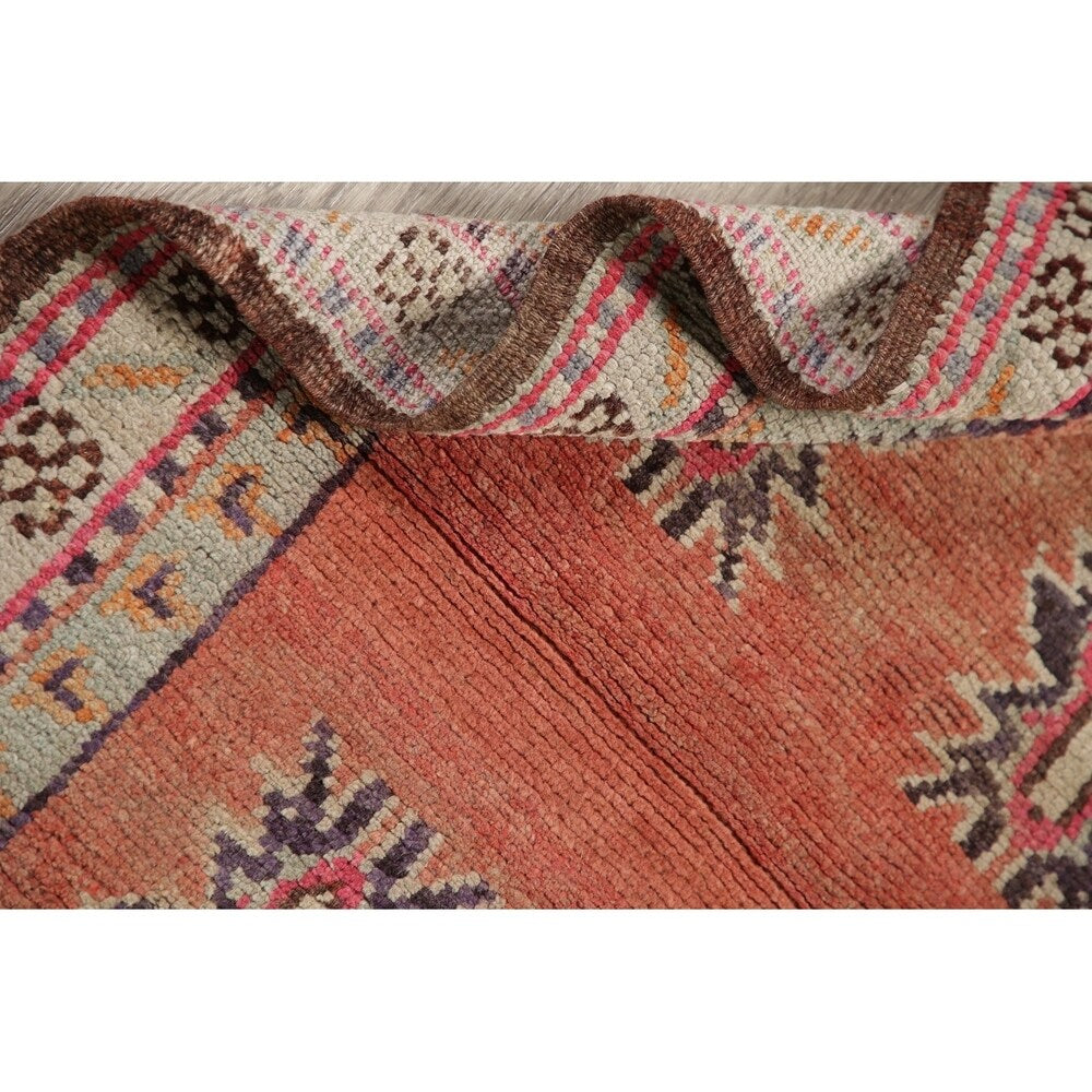 Vintage Geometric Oriental Anatolian Turkish Area Rug Hand-Knotted - 2'10" x 4'6"