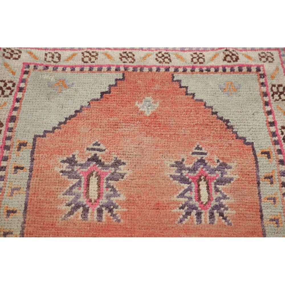 Vintage Geometric Oriental Anatolian Turkish Area Rug Hand-Knotted - 2'10" x 4'6"