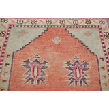Vintage Geometric Oriental Anatolian Turkish Area Rug Hand-Knotted - 2'10" x 4'6"