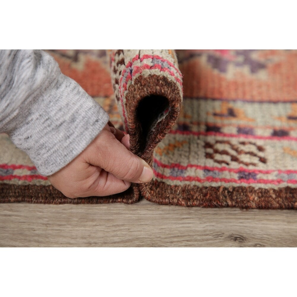 Vintage Geometric Oriental Anatolian Turkish Area Rug Hand-Knotted - 2'10" x 4'6"