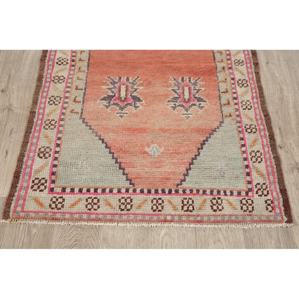 Vintage Geometric Oriental Anatolian Turkish Area Rug Hand-Knotted - 2'10" x 4'6"