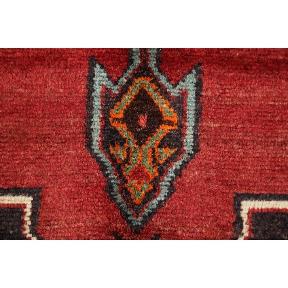 Vintage Geometric Red Bakhtiari Persian Area Rug Handmade Oriental - 2'11" x 4'8"