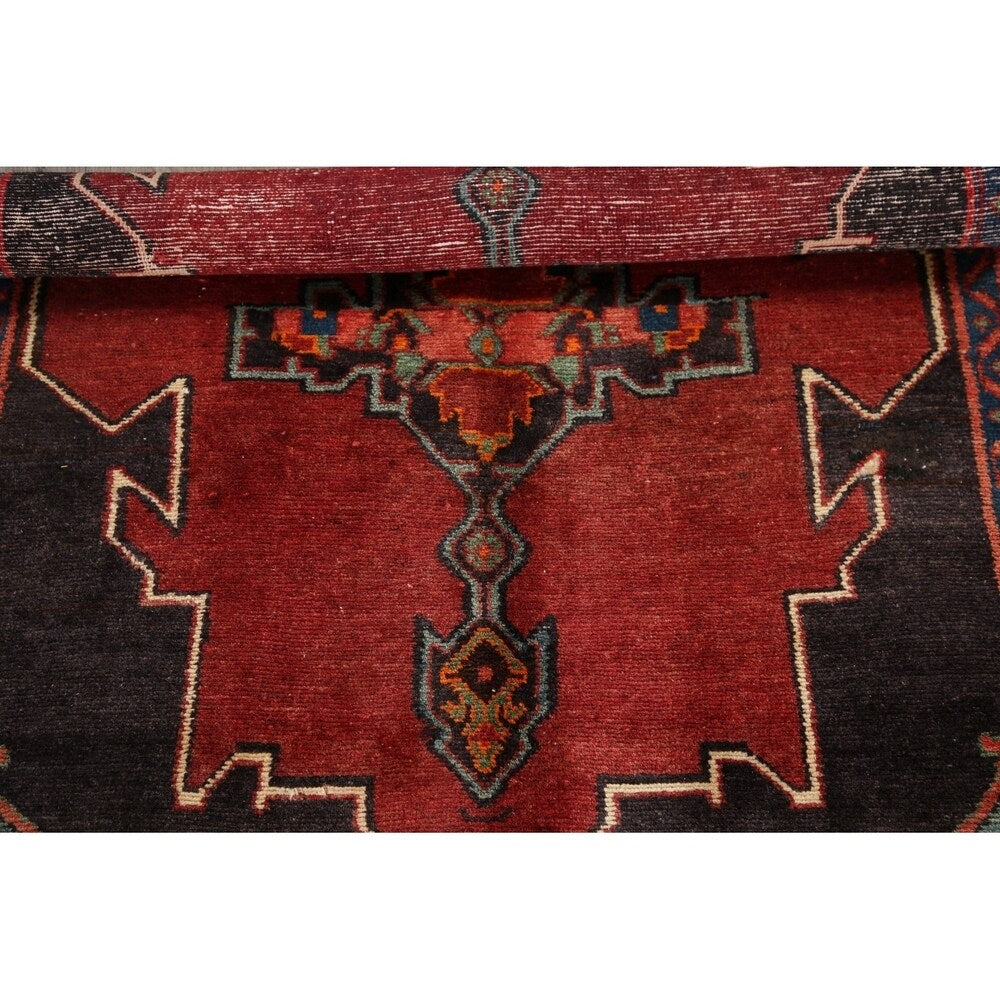 Vintage Geometric Red Bakhtiari Persian Area Rug Handmade Oriental - 2'11" x 4'8"