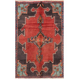 Vintage Geometric Red Bakhtiari Persian Area Rug Handmade Oriental - 2'11" x 4'8"