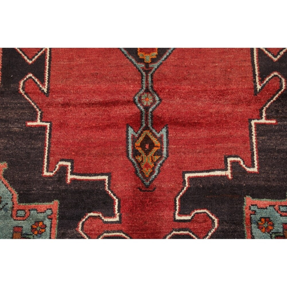 Vintage Geometric Red Bakhtiari Persian Area Rug Handmade Oriental - 2'11" x 4'8"
