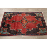 Vintage Geometric Red Bakhtiari Persian Area Rug Handmade Oriental - 2'11" x 4'8"