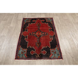 Vintage Geometric Red Bakhtiari Persian Area Rug Handmade Oriental - 2'11" x 4'8"