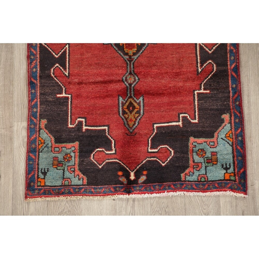 Vintage Geometric Red Bakhtiari Persian Area Rug Handmade Oriental - 2'11" x 4'8"