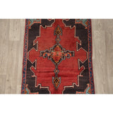 Vintage Geometric Red Bakhtiari Persian Area Rug Handmade Oriental - 2'11" x 4'8"