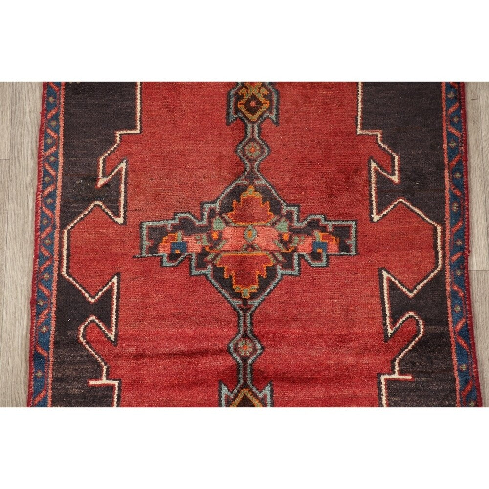 Vintage Geometric Red Bakhtiari Persian Area Rug Handmade Oriental - 2'11" x 4'8"