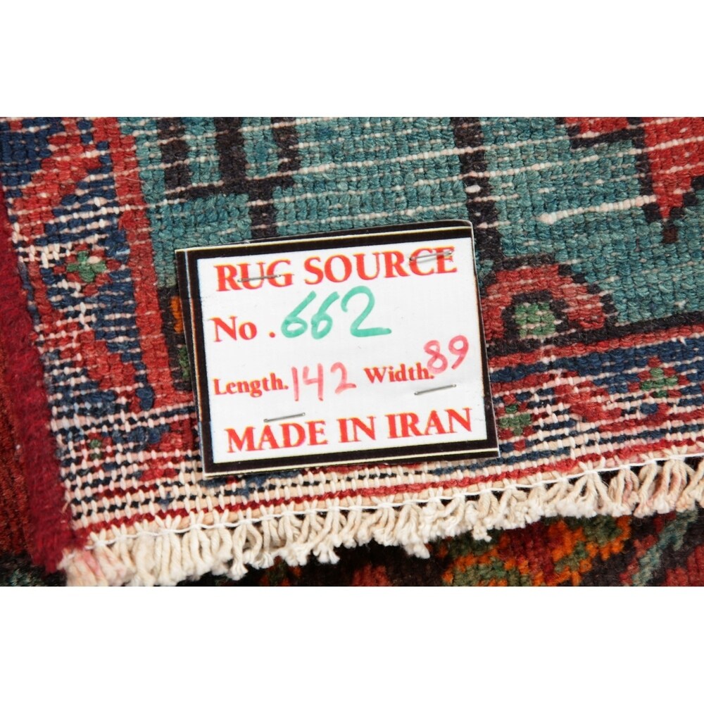 Vintage Geometric Red Bakhtiari Persian Area Rug Handmade Oriental - 2'11" x 4'8"
