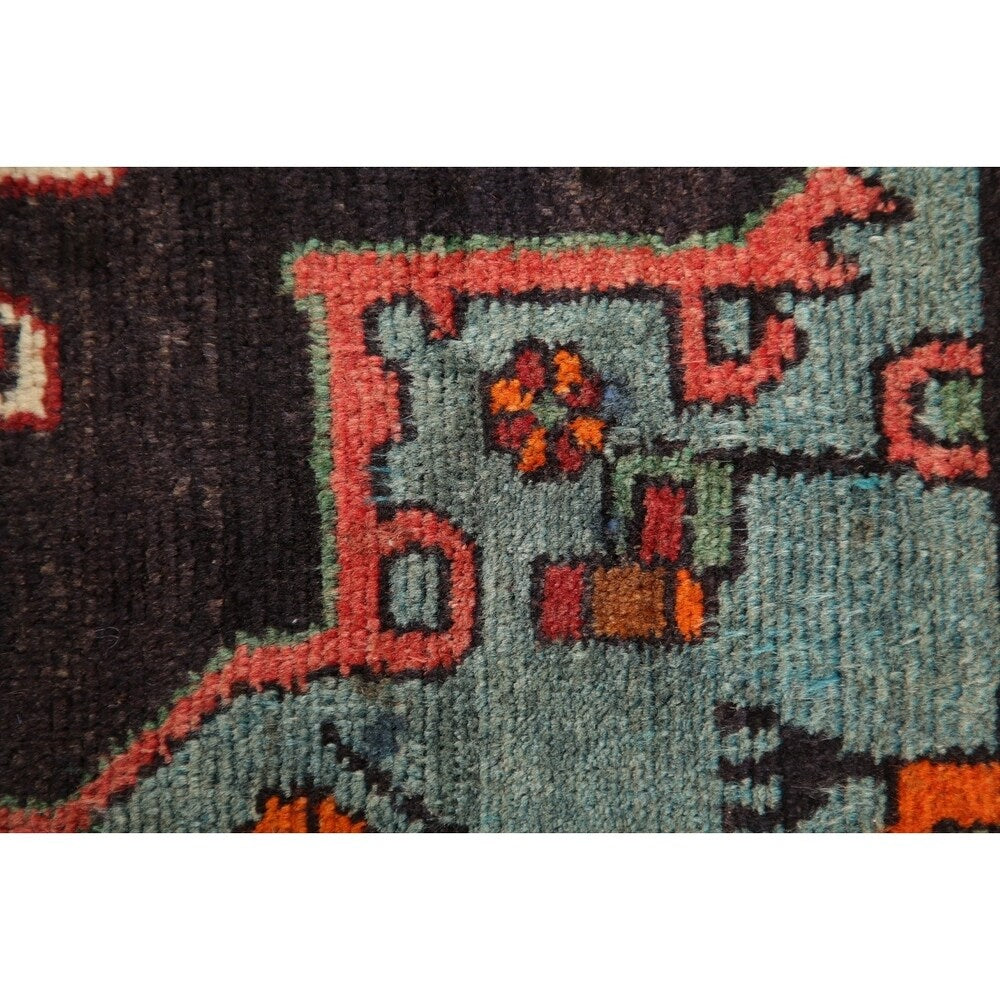 Vintage Geometric Red Bakhtiari Persian Area Rug Handmade Oriental - 2'11" x 4'8"