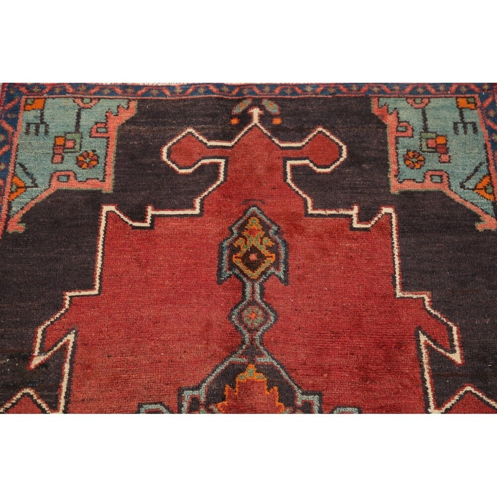 Vintage Geometric Red Bakhtiari Persian Area Rug Handmade Oriental - 2'11" x 4'8"