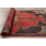 Vintage Geometric Red Bakhtiari Persian Area Rug Handmade Oriental - 2'11" x 4'8"