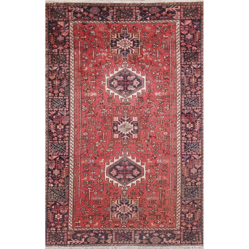 Vintage Gharajeh Traditional Oriental Hand Knotted Persian Area Rug - 7'10" x 5'3"