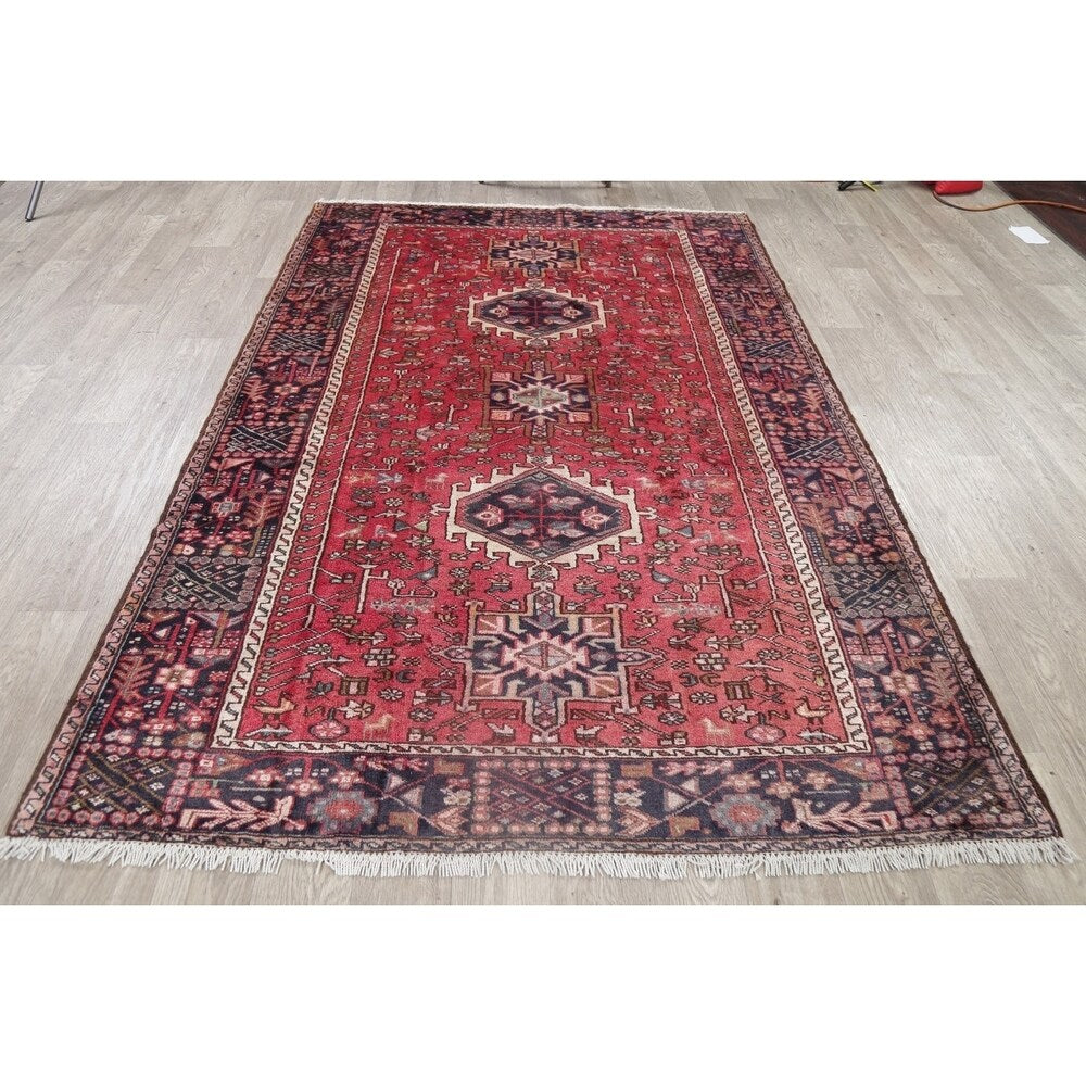 Vintage Gharajeh Traditional Oriental Hand Knotted Persian Area Rug - 7'10" x 5'3"