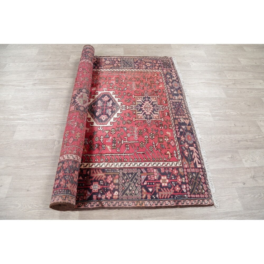 Vintage Gharajeh Traditional Oriental Hand Knotted Persian Area Rug - 7'10" x 5'3"