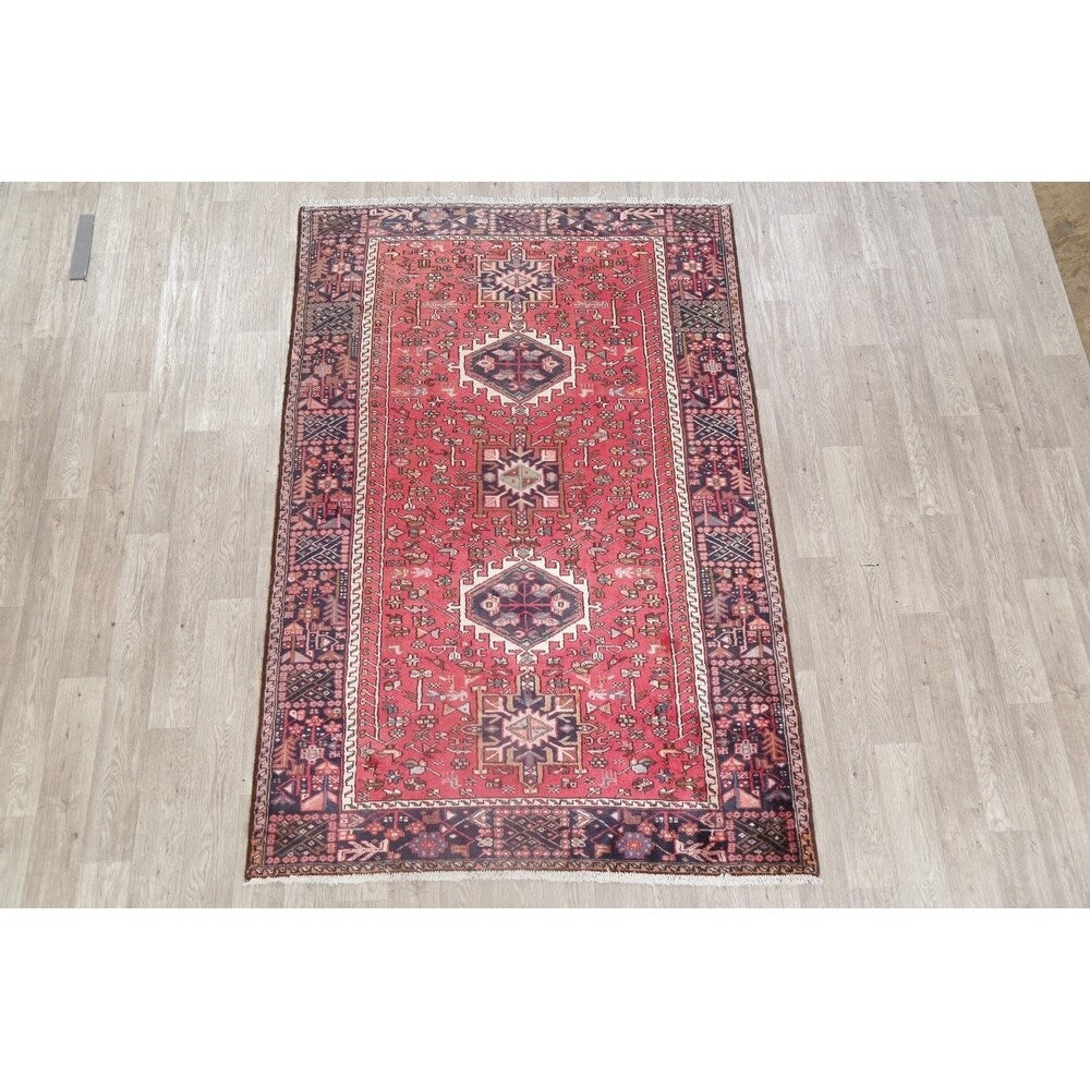 Vintage Gharajeh Traditional Oriental Hand Knotted Persian Area Rug - 7'10" x 5'3"