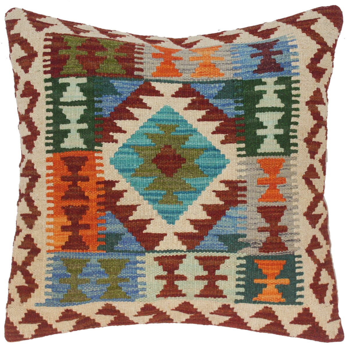 Vintage Gracie Hand-Woven Turkish Kilim Throw Pillow 20 in. x 20 in.