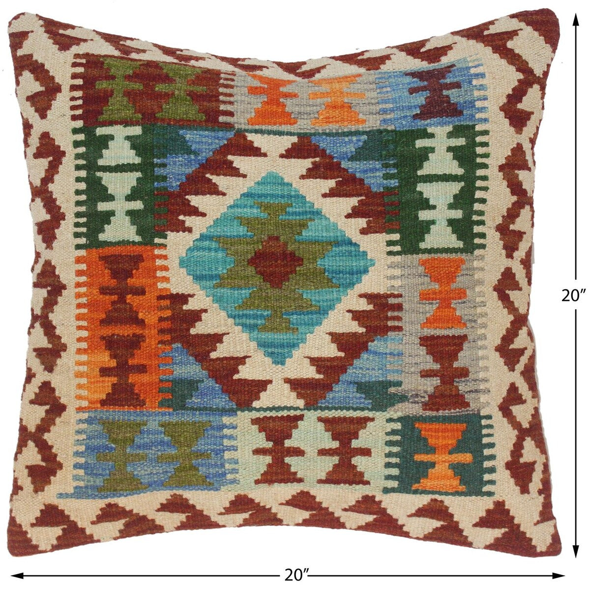 Vintage Gracie Hand-Woven Turkish Kilim Throw Pillow 20 in. x 20 in.