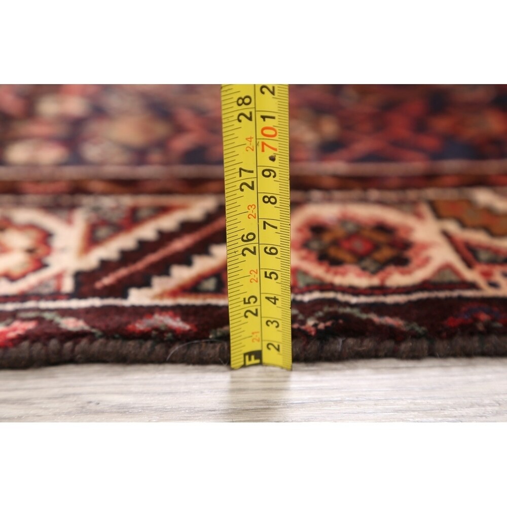 Vintage Hamedan Geometric Handmade Wool Persian Rug - 9'4" x 3'4" Runner