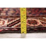 Vintage Hamedan Geometric Handmade Wool Persian Rug - 9'4" x 3'4" Runner