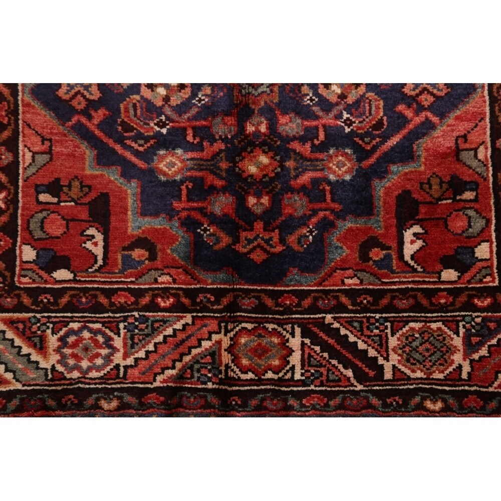 Vintage Hamedan Geometric Handmade Wool Persian Rug - 9'4" x 3'4" Runner