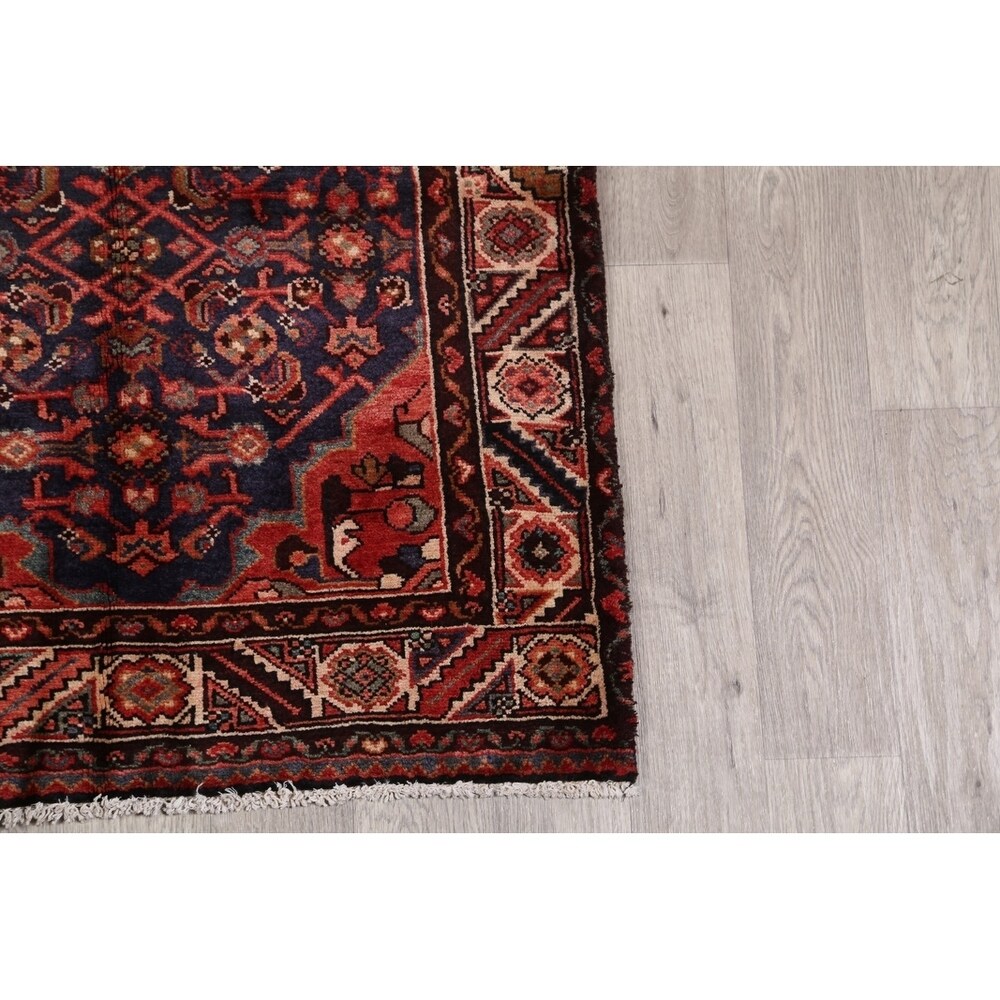 Vintage Hamedan Geometric Handmade Wool Persian Rug - 9'4" x 3'4" Runner