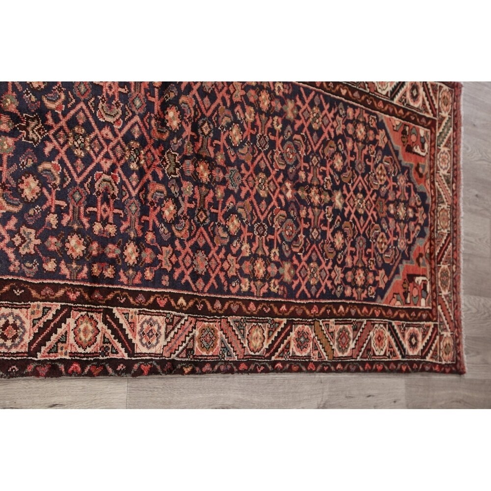 Vintage Hamedan Geometric Handmade Wool Persian Rug - 9'4" x 3'4" Runner