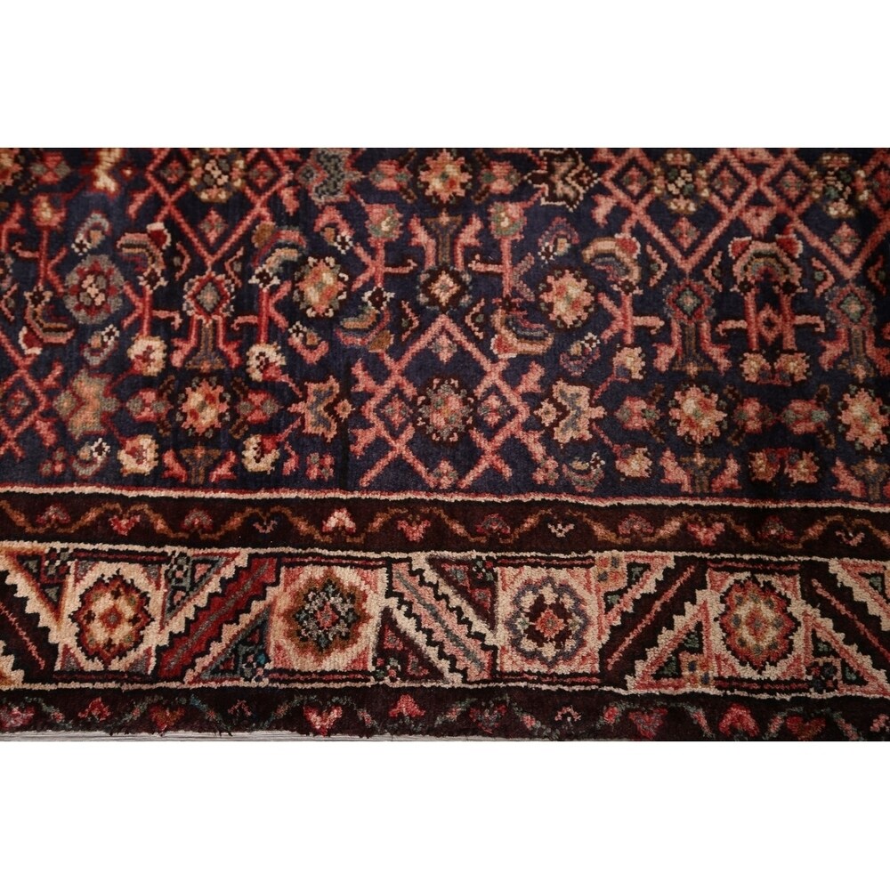 Vintage Hamedan Geometric Handmade Wool Persian Rug - 9'4" x 3'4" Runner