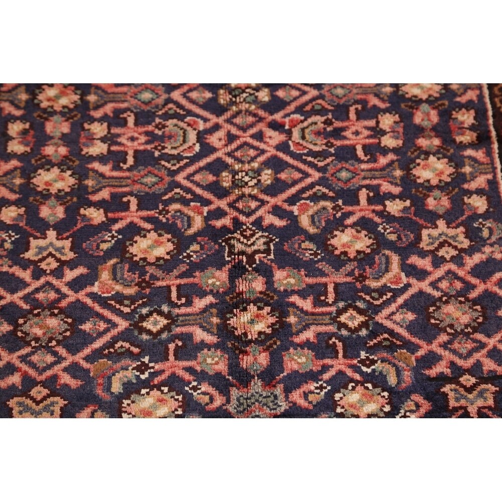 Vintage Hamedan Geometric Handmade Wool Persian Rug - 9'4" x 3'4" Runner