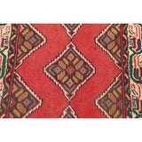 Vintage Hamedan Geometric Handmade Wool Persian Small Area Rug - 3'10" x 2'6"