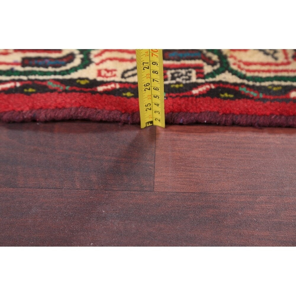 Vintage Hamedan Geometric Handmade Wool Persian Small Area Rug - 3'10" x 2'6"