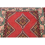 Vintage Hamedan Geometric Handmade Wool Persian Small Area Rug - 3'10" x 2'6"