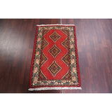 Vintage Hamedan Geometric Handmade Wool Persian Small Area Rug - 3'10" x 2'6"