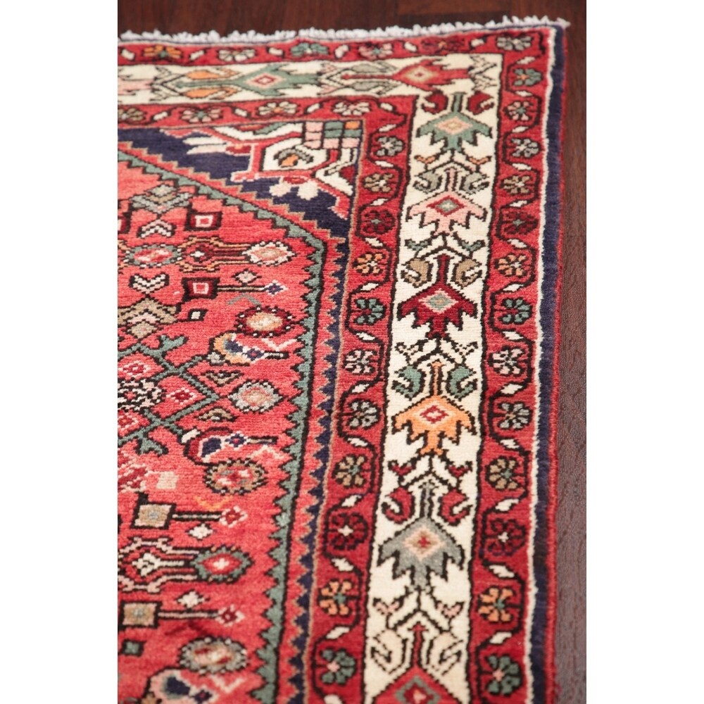 Vintage Hamedan Oriental Hand Knotted Wool Persian Area Rug - 10'11" x 5'2"