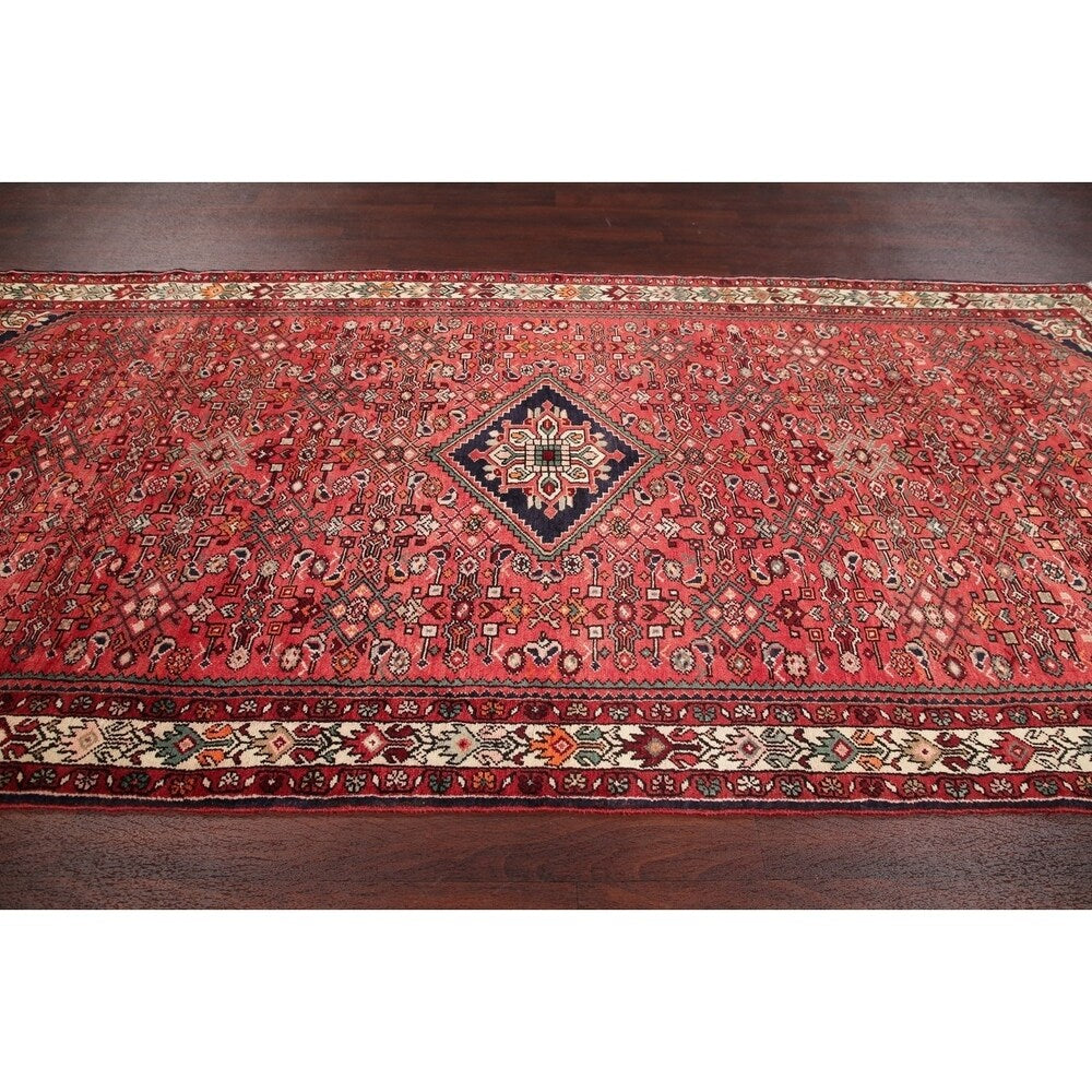 Vintage Hamedan Oriental Hand Knotted Wool Persian Area Rug - 10'11" x 5'2"