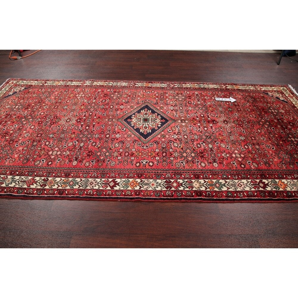 Vintage Hamedan Oriental Hand Knotted Wool Persian Area Rug - 10'11" x 5'2"