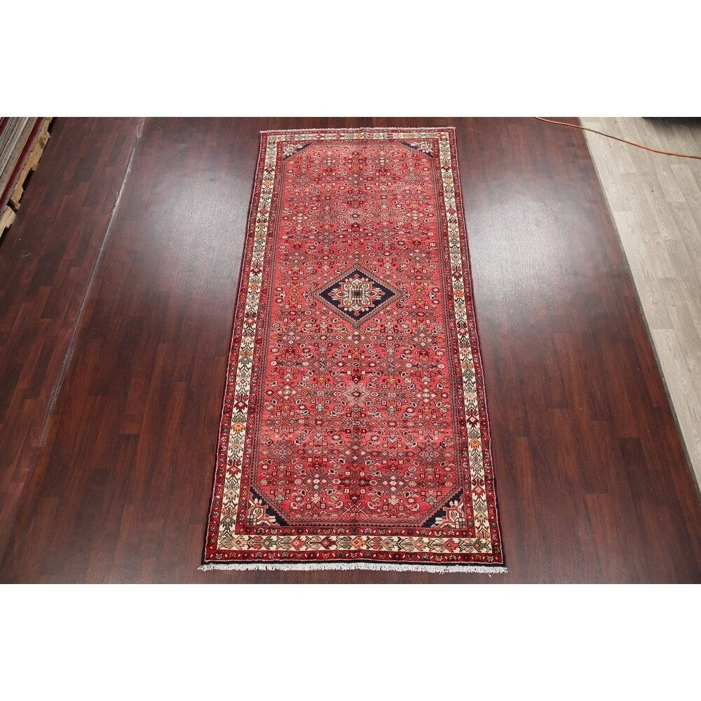 Vintage Hamedan Oriental Hand Knotted Wool Persian Area Rug - 10'11" x 5'2"