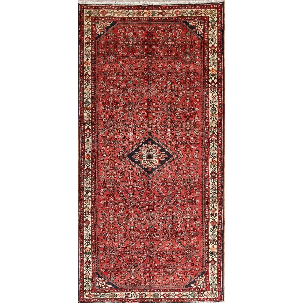 Vintage Hamedan Oriental Hand Knotted Wool Persian Area Rug - 10'11" x 5'2"